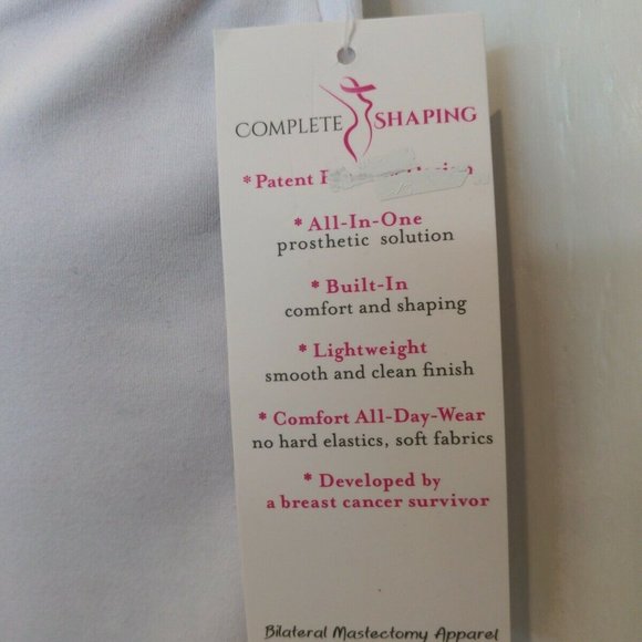Mastectomy Camisole with Integrated Prosthetics, Small w B Cup, New, White, NWT - Picture 4 of 7